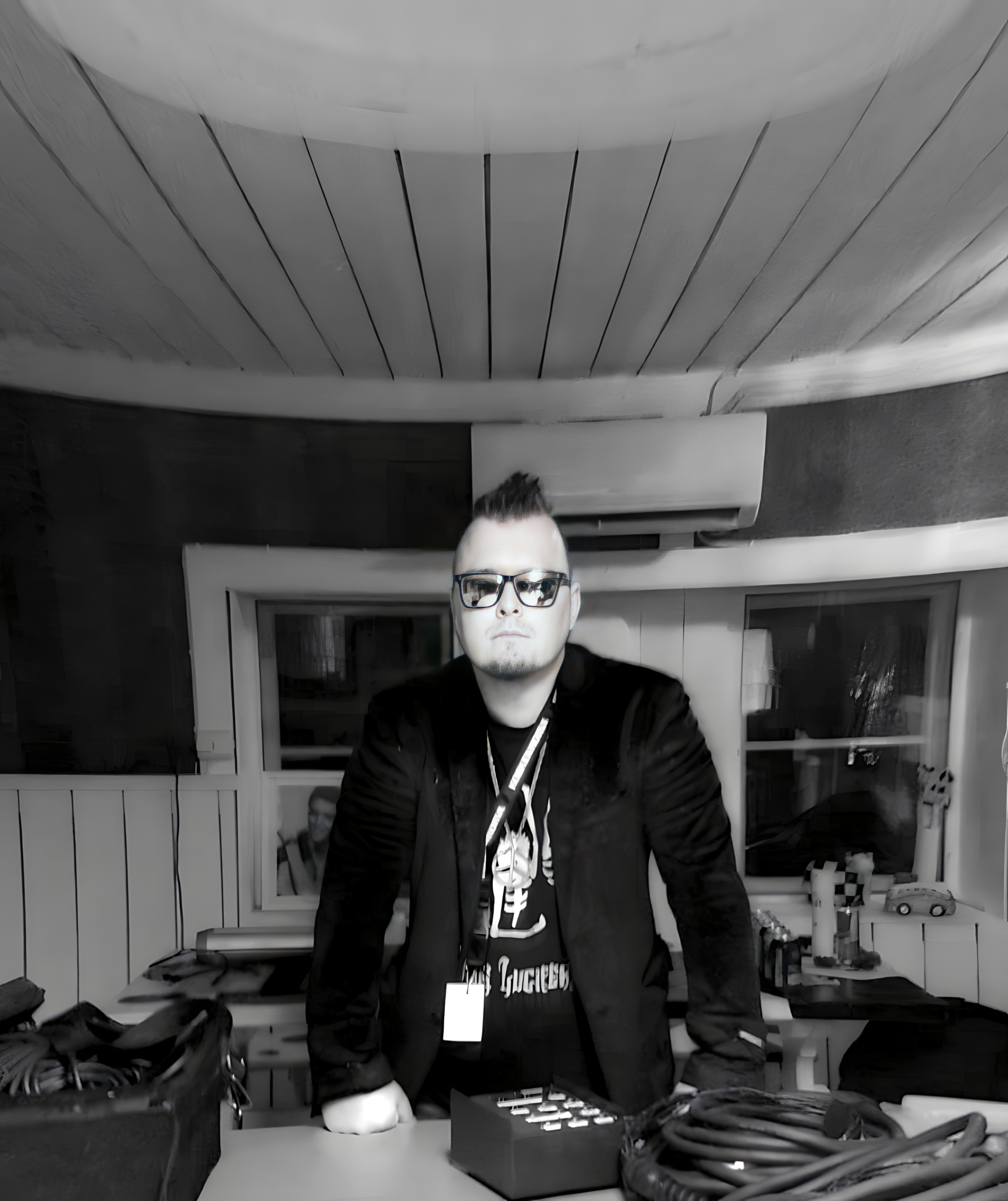 Mike Moisio in the role of Voodoo Rock Festival director on backstage at Mannin Navetta in Lieto.